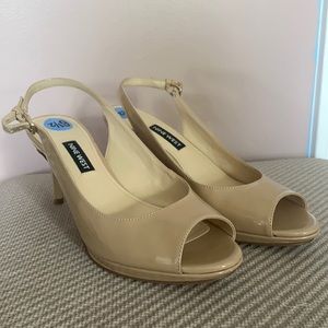 Nine West Beige Peep-Toe Heels
